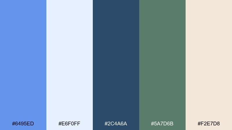 mountain lake cornflower blue color palette with hex codes