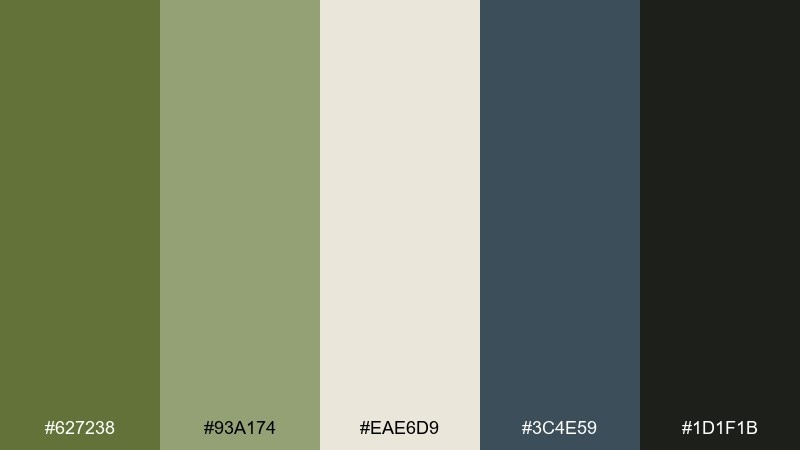 mountain pass contrast olivine color palette with hex codes