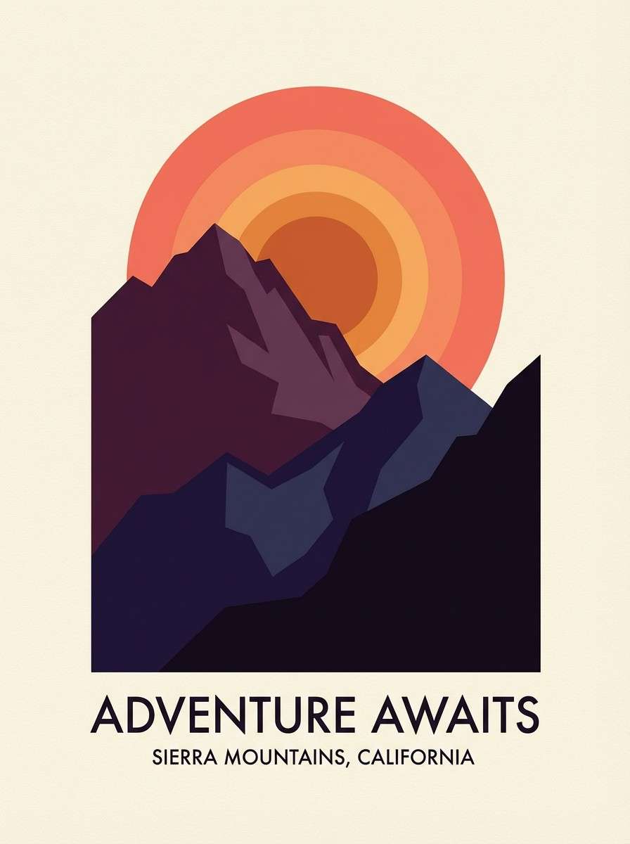 stylized mountain travel poster