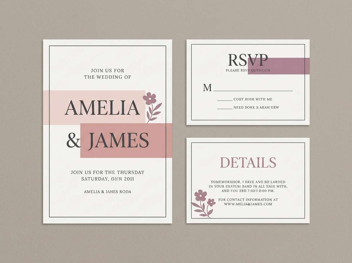 romantic wedding invitation layout