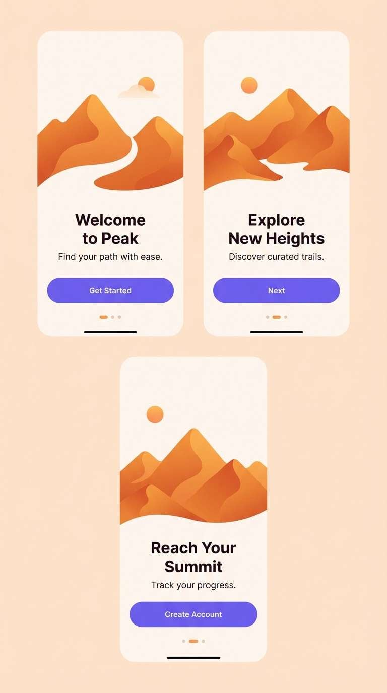 app onboarding screen set