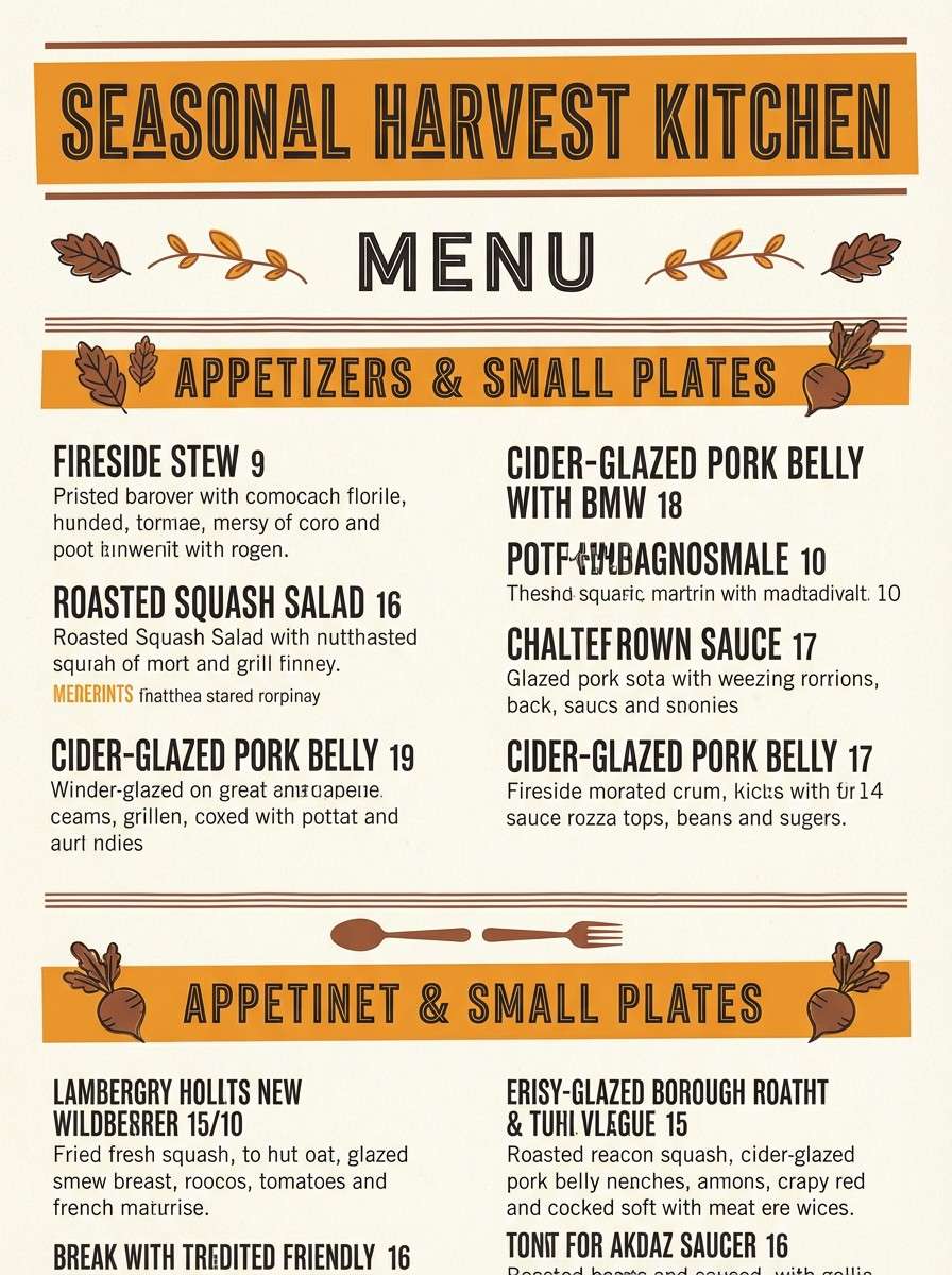 rustic restaurant menu design