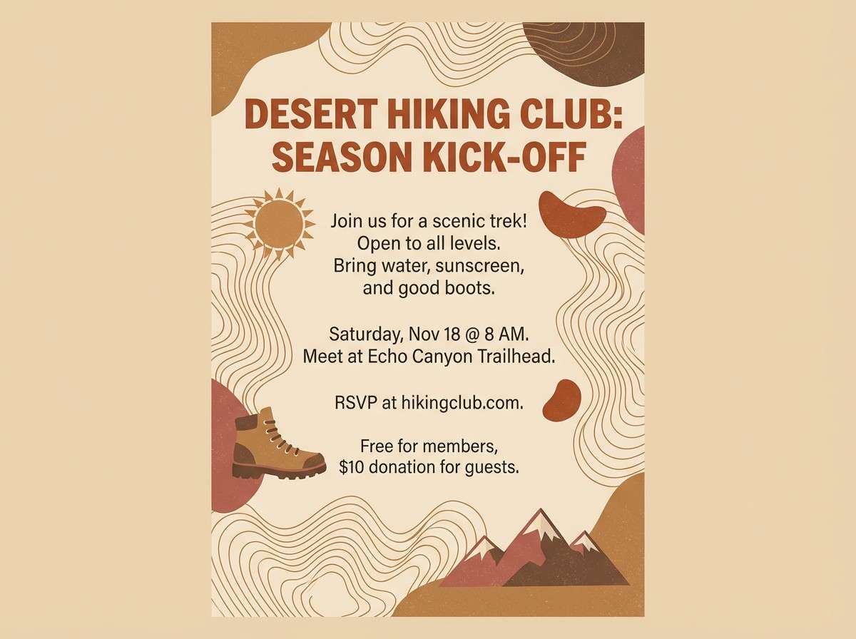 hiking event flyer