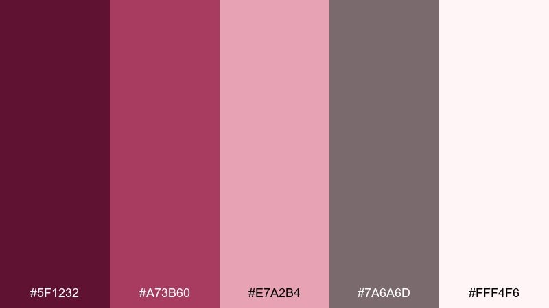 mulberry latte post dark pink color palette with hex codes