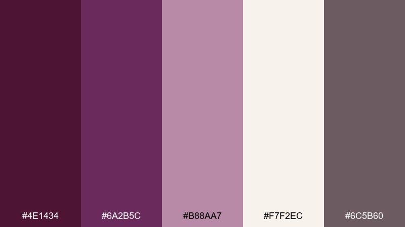 mulberry minimal purple wine color palette with hex codes