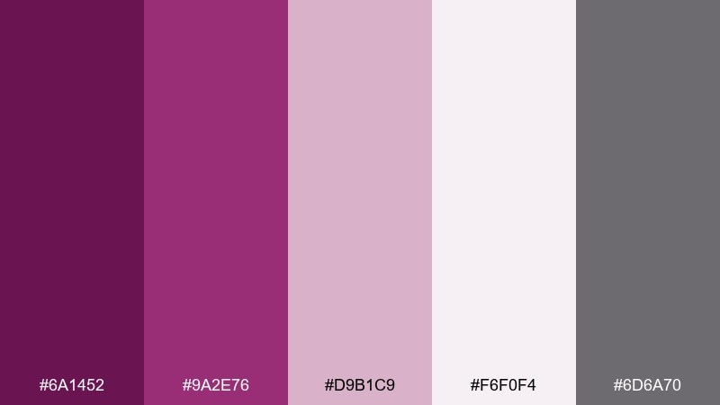mulberry mist dark magenta color palette with hex codes