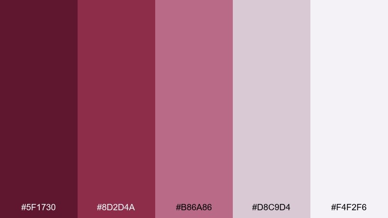mulberry mist red burgundy color palette with hex codes