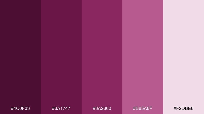 mulberry monochrome deep magenta color palette with hex codes