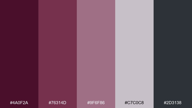 mulberry smoke wine color palette with hex codes