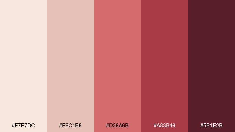 mulled rose beige red color palette with hex codes