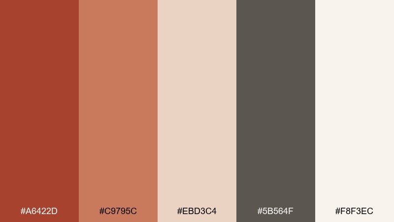 museum clay red rust color palette with hex codes