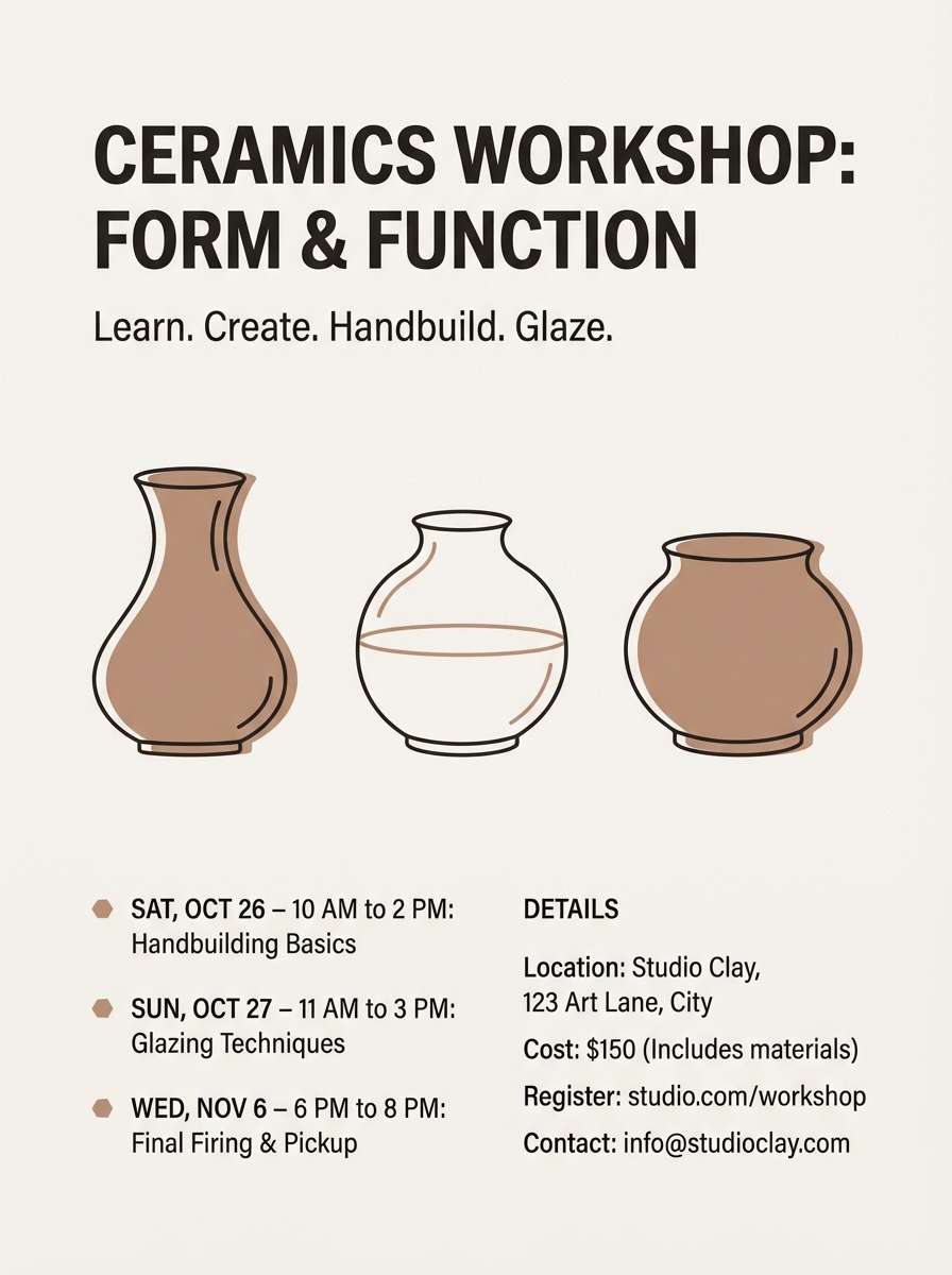 ceramics workshop flyer