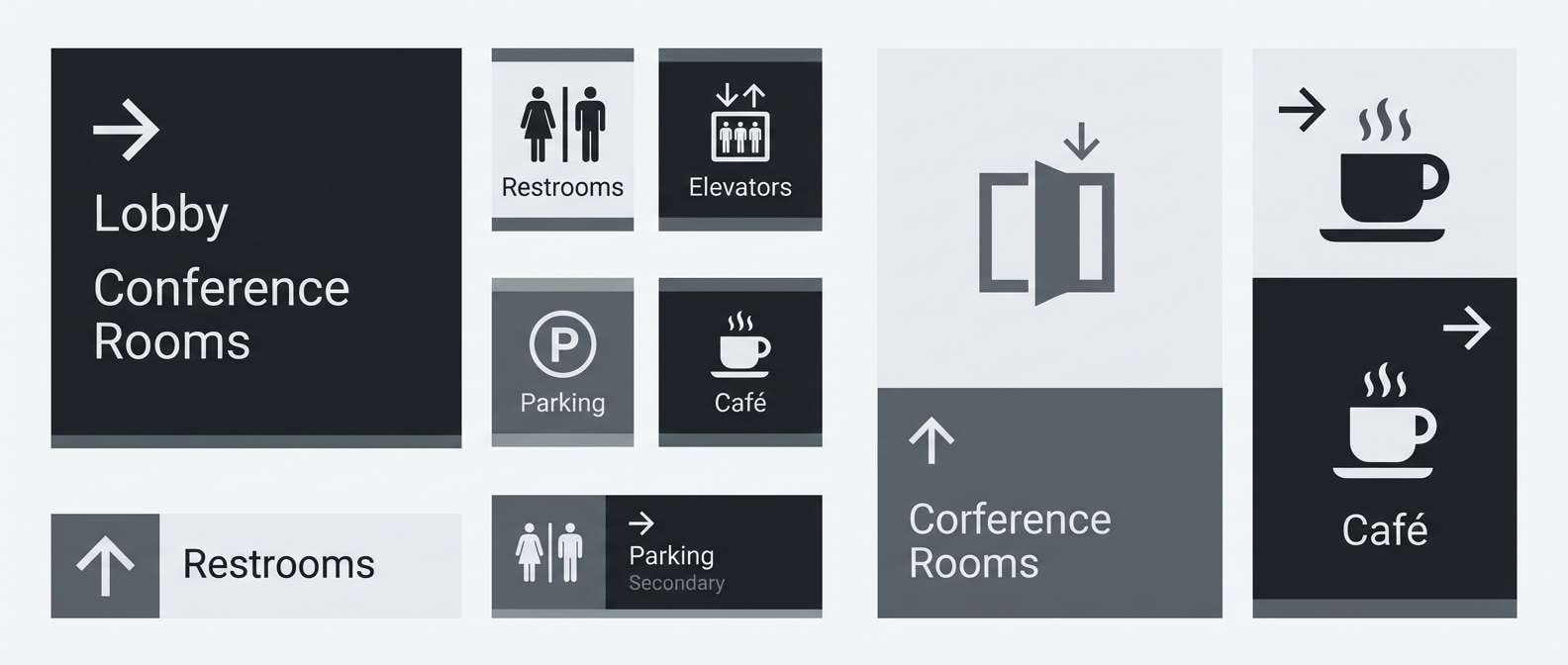 minimal grayscale signage