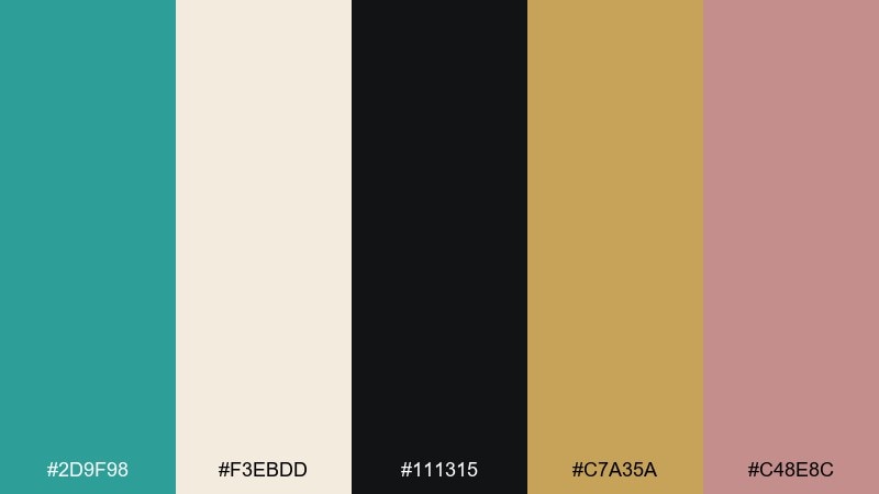 museum editorial verdigris color palette with hex codes