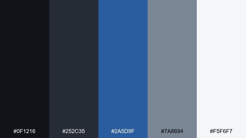 museum evening black blue gray color palette with hex codes
