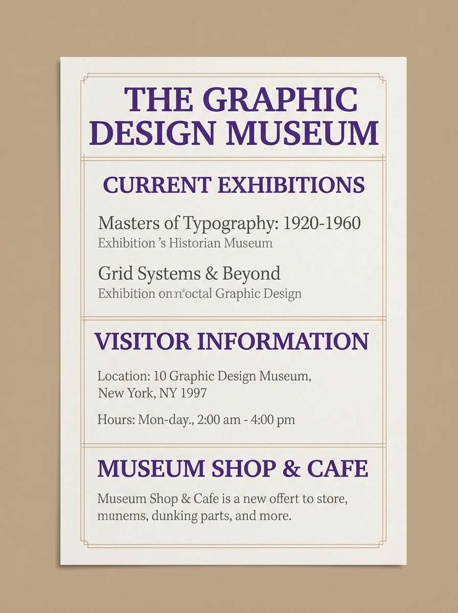 classic purple museum flyer