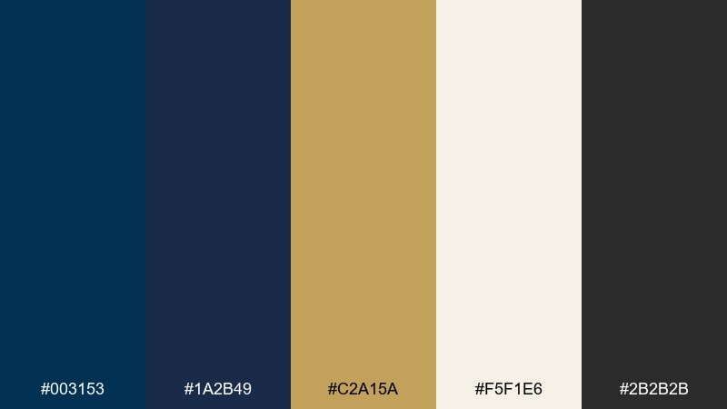 museum gold prussian blue color palette with hex codes