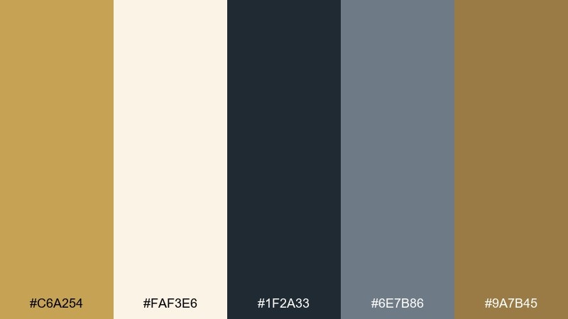 museum label old gold color palette with hex codes