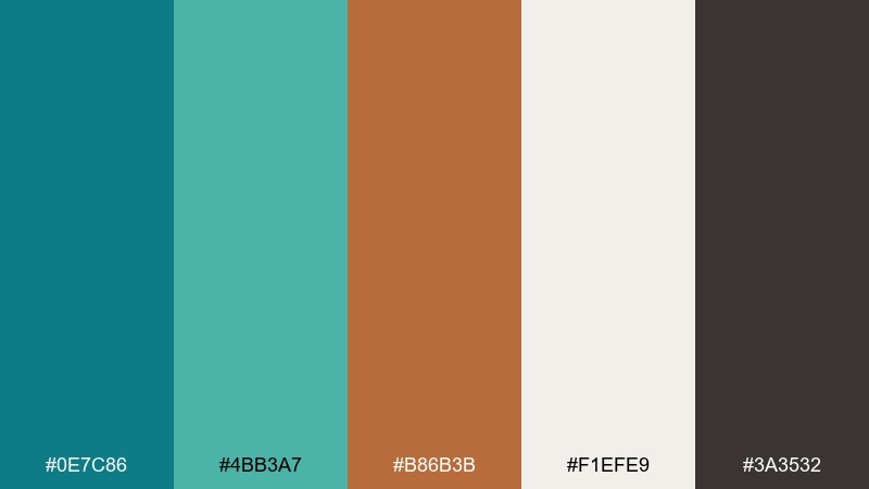 museum label teal copper color palette with hex codes