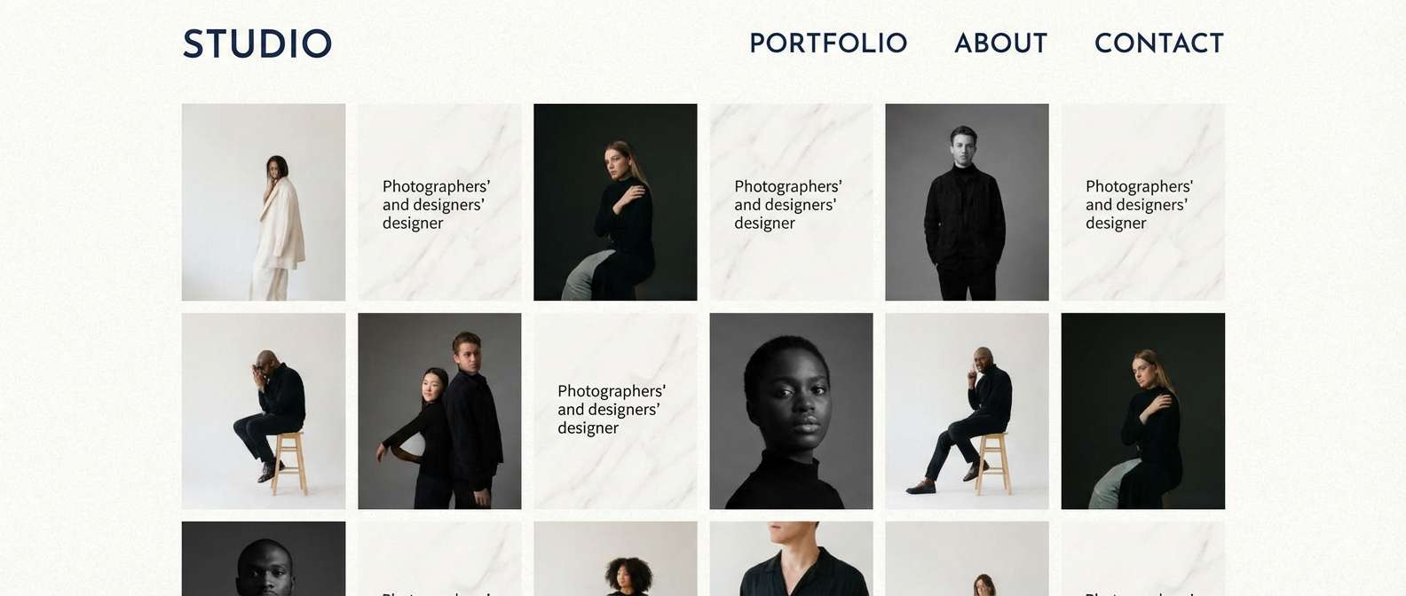 minimal portfolio gallery grid