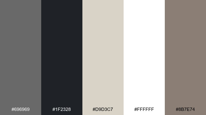 museum minimal dim gray color palette with hex codes