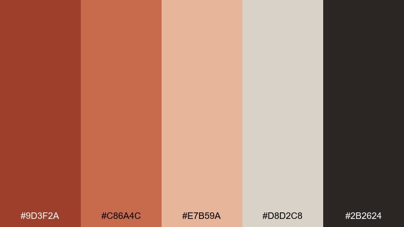 museum ochre carnelian color palette with hex codes