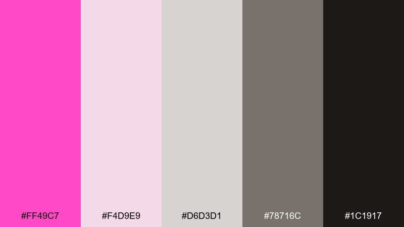 museum orchid neutral fuchsia pink color palette with hex codes