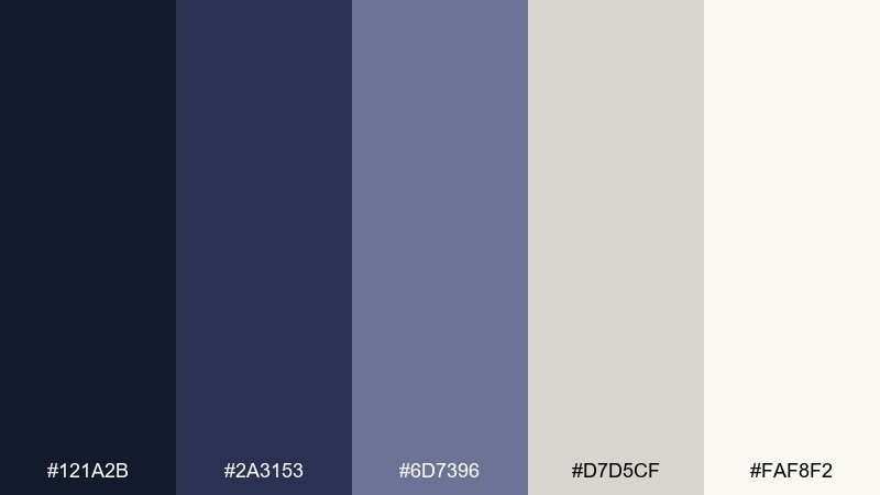 museum quiet indigo blue color palette with hex codes