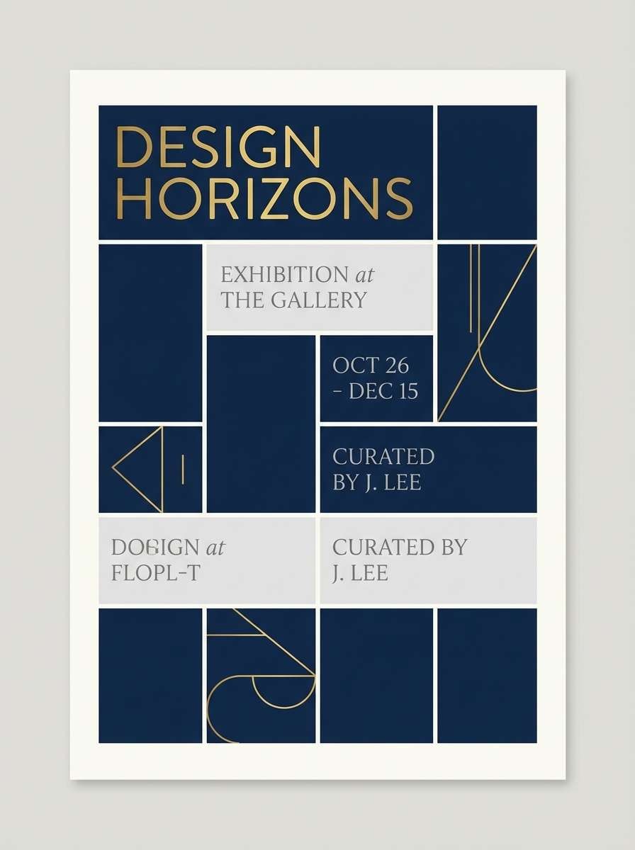 gallery poster with navy gold accents