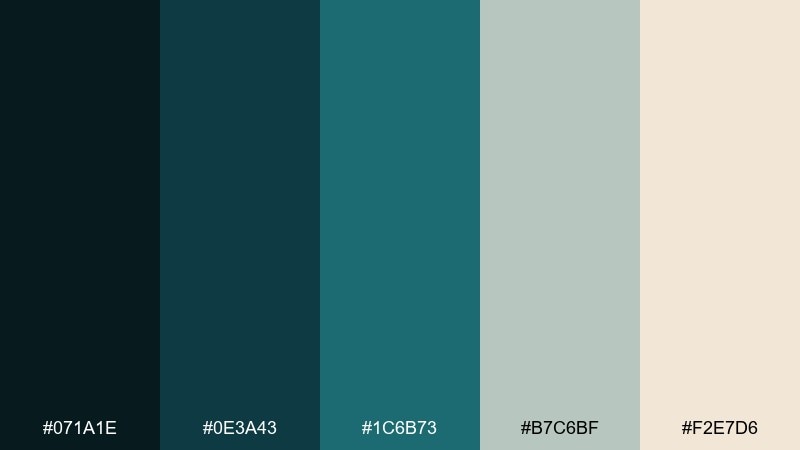 museum teal color palette with hex codes