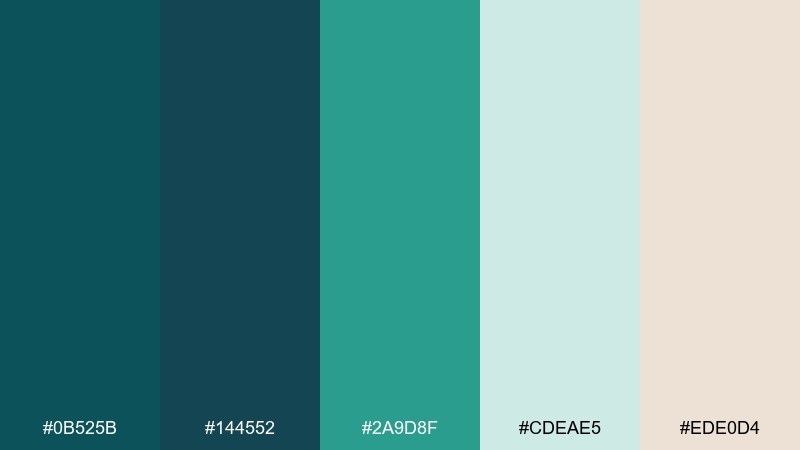 museum teal peacock color palette with hex codes