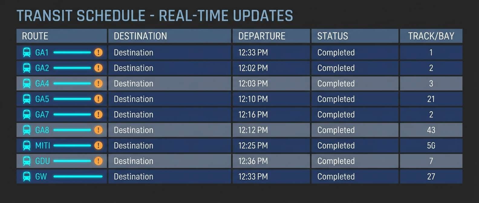 shuttle schedule board