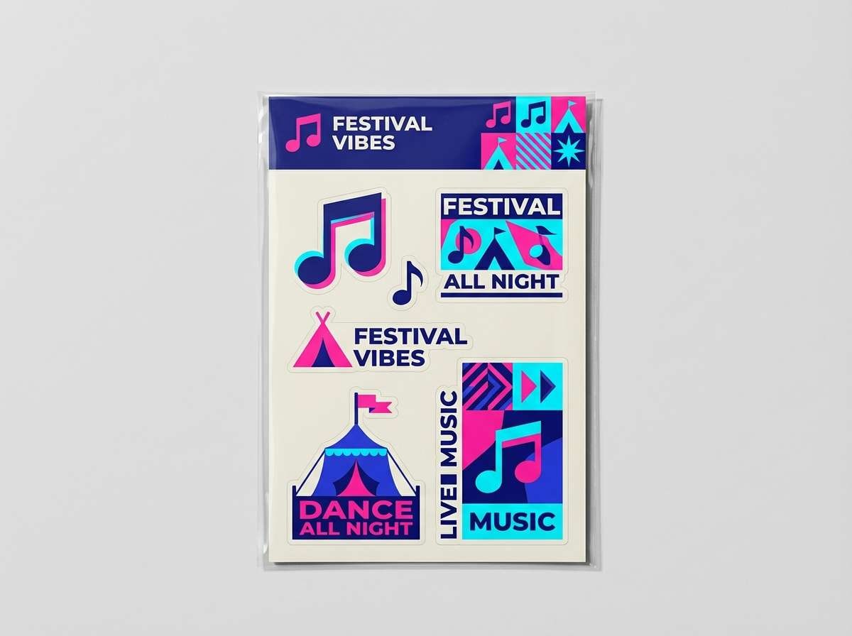 festival sticker packaging