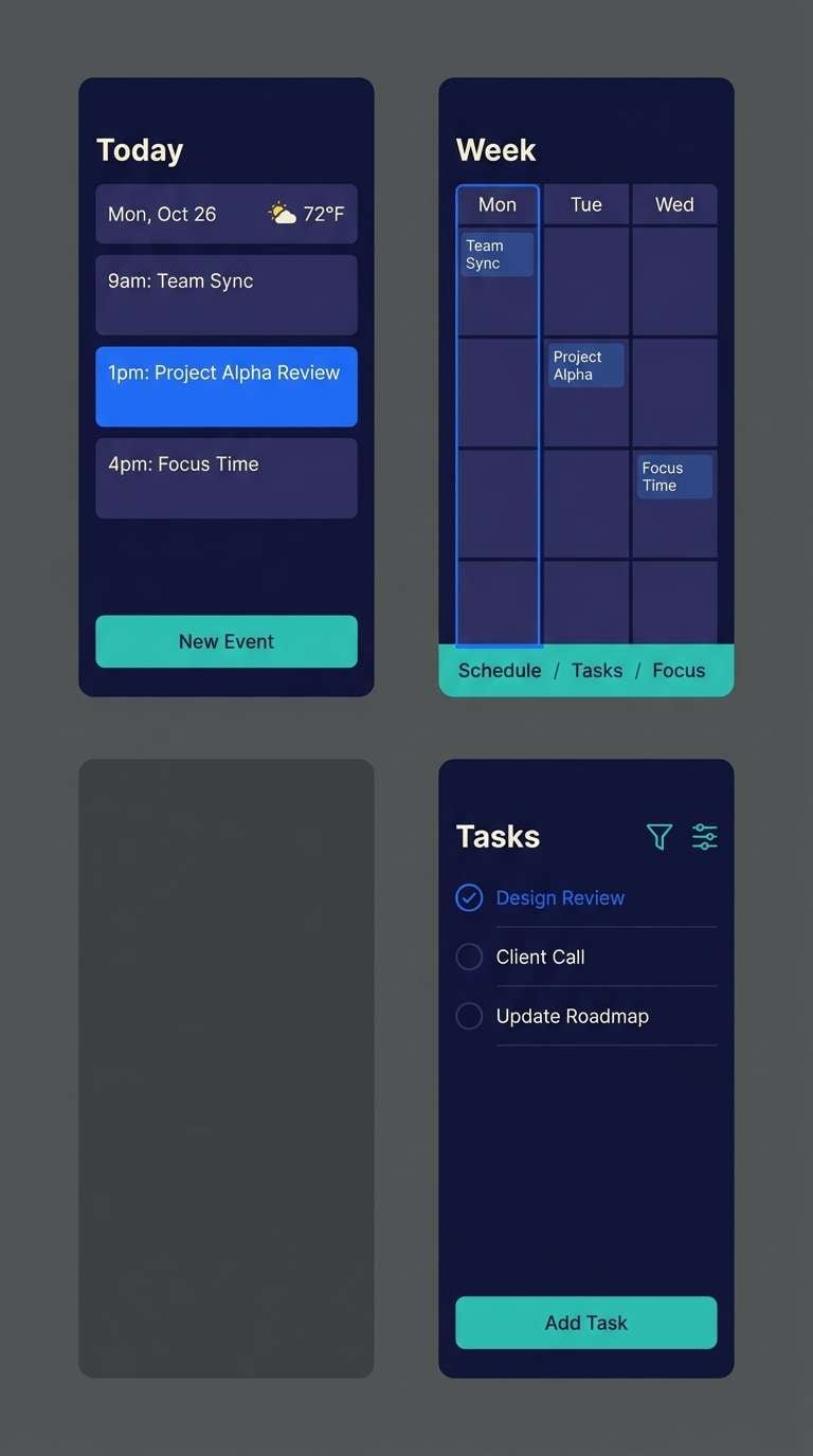 dark schedule app ui