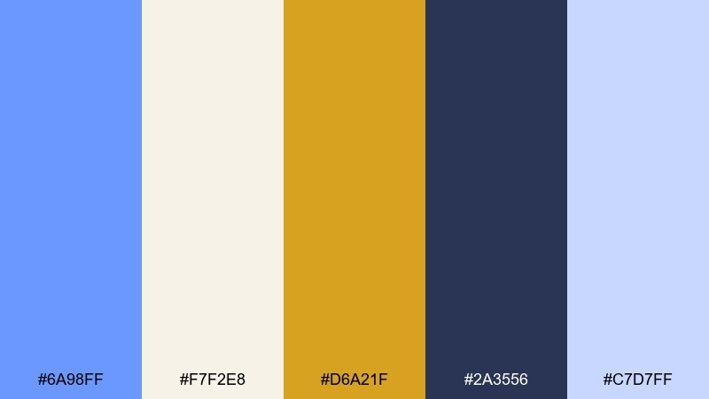 mustard accent classic cornflower blue color palette with hex codes
