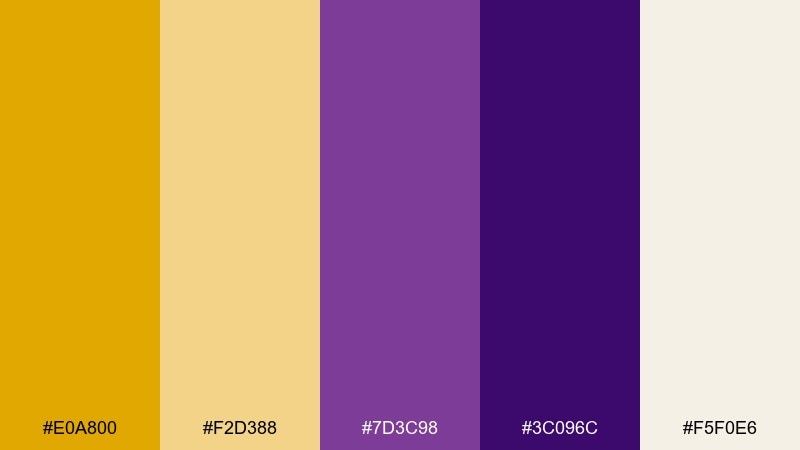 mustard and plum color palette with hex codes