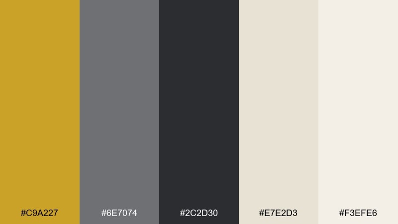 mustard slate color palette with hex codes