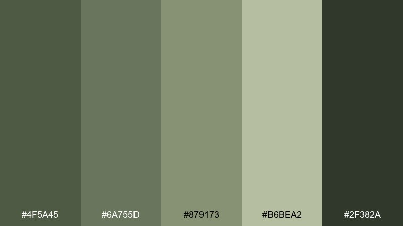 muted forest walk drab color palette with hex codes