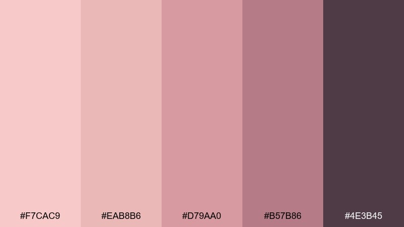 muted rose monochrome rose quartz color palette with hex codes