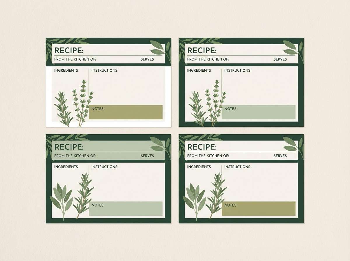 green recipe card design