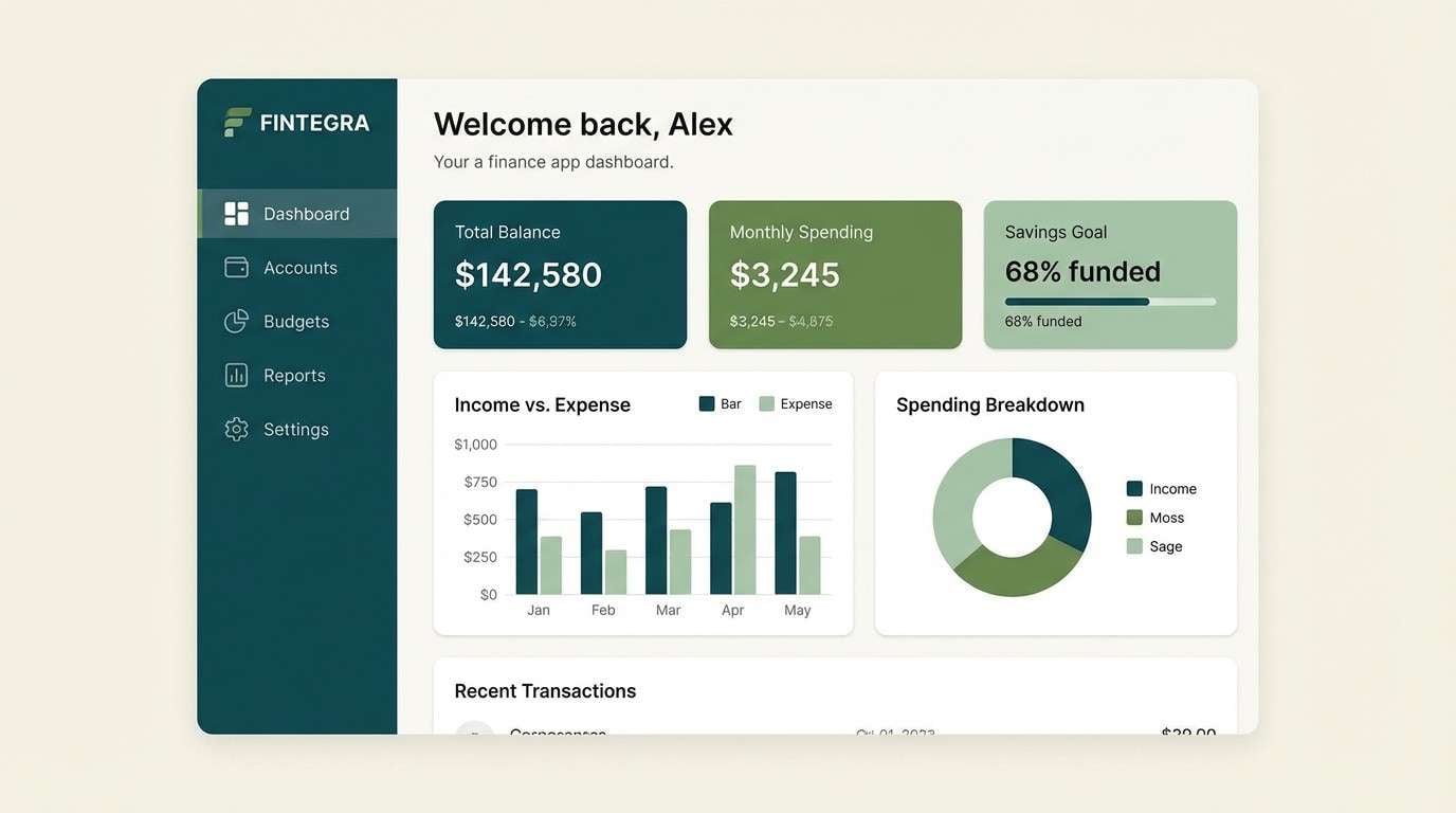 green finance dashboard ui