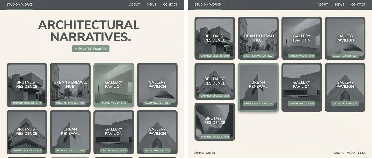 moody portfolio website ui