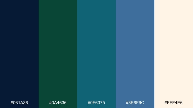 nautical evergreen color palette with hex codes