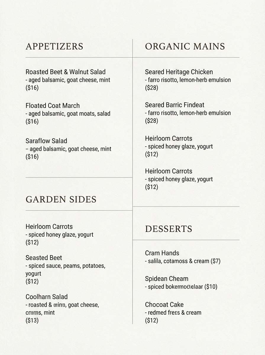 nautical menu layout