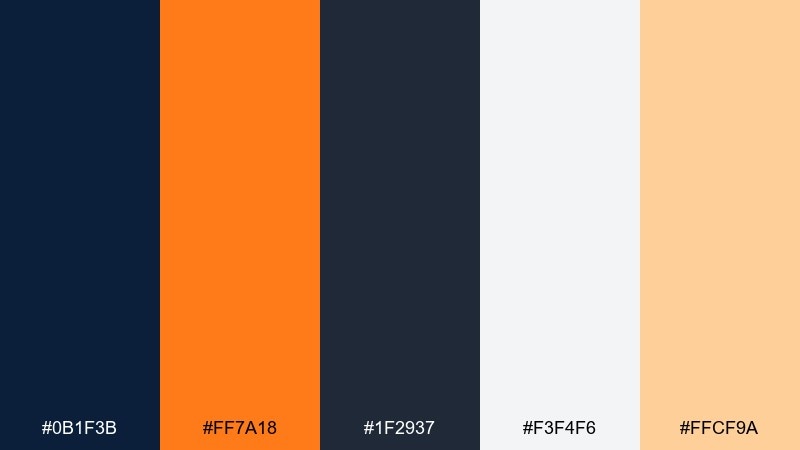 navy and tangerine contrast complementary color scheme with hex codes