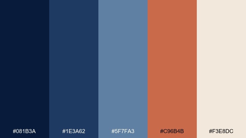 navy & terracotta color palette with hex codes