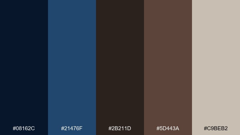 navy bark blue dark brown color palette with hex codes