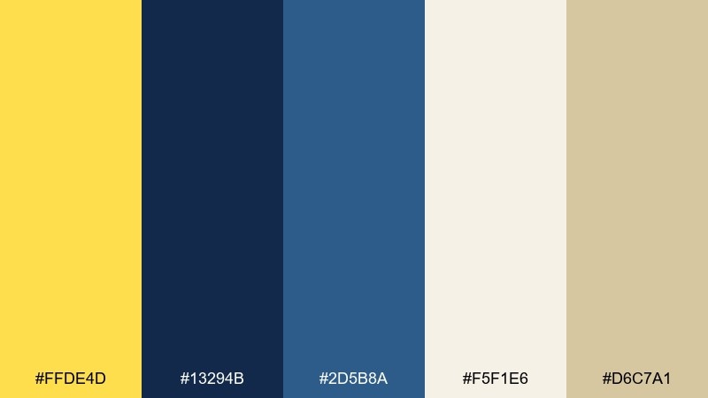 navy contrast daffodil color palette with hex codes