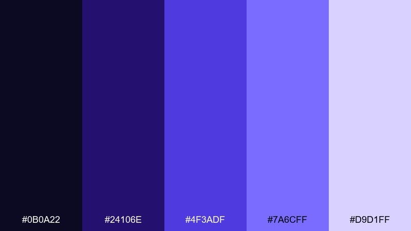 nebula gradient fade violet blue color palette with hex codes