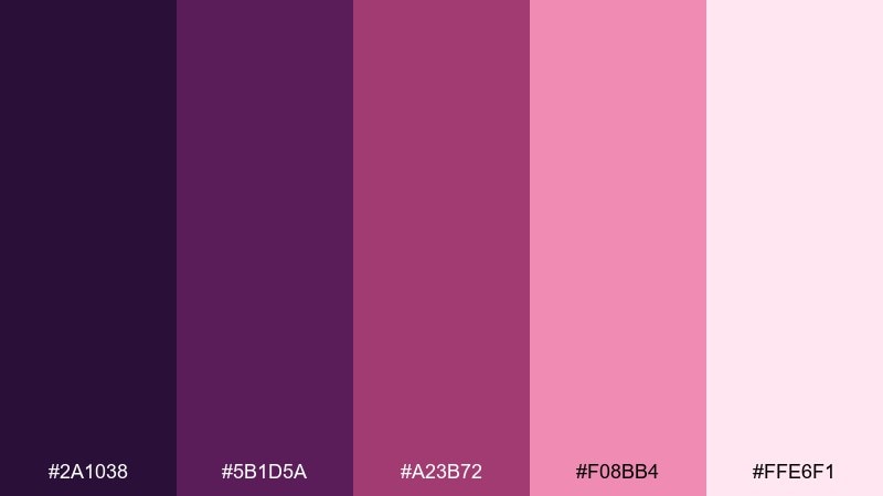 nebula rose celestial color palette with hex codes